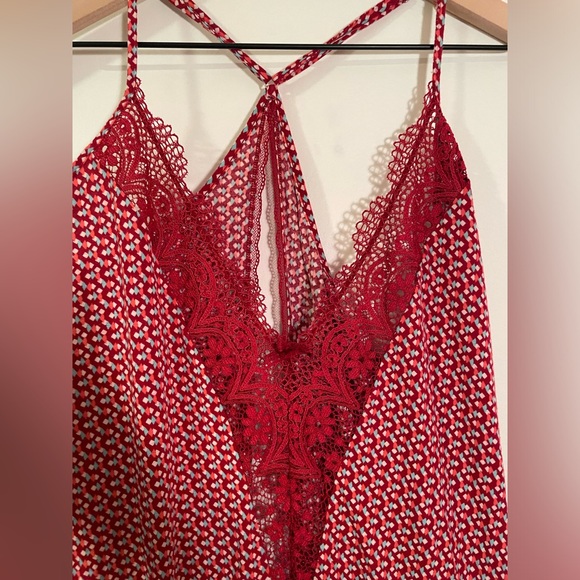 Victoria's Secret Other - Victorias Secret Lace Romper Sleeveless Shorts Pajama Red Large